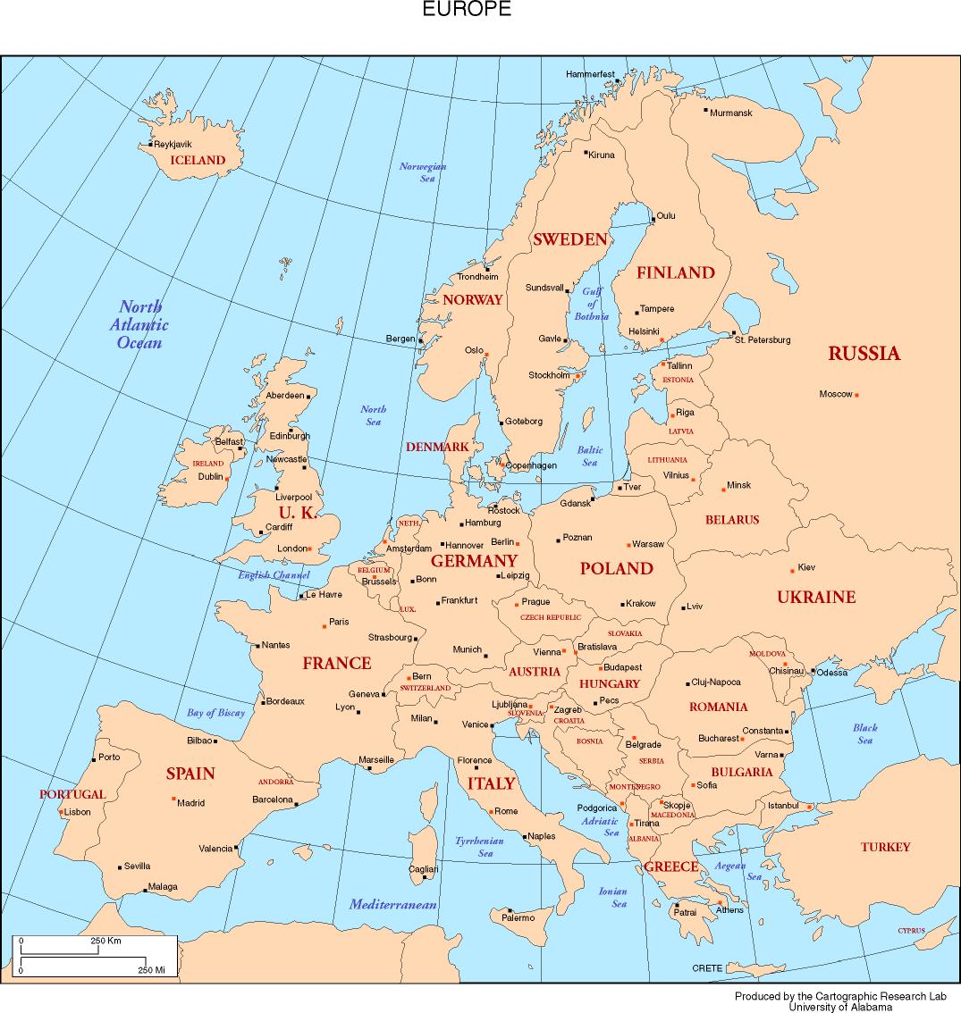 Map Of Europe With Names
